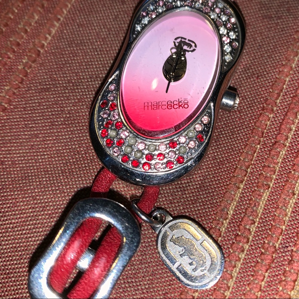 Fabulous Marc Ecko Rhinstone & Leather Watch